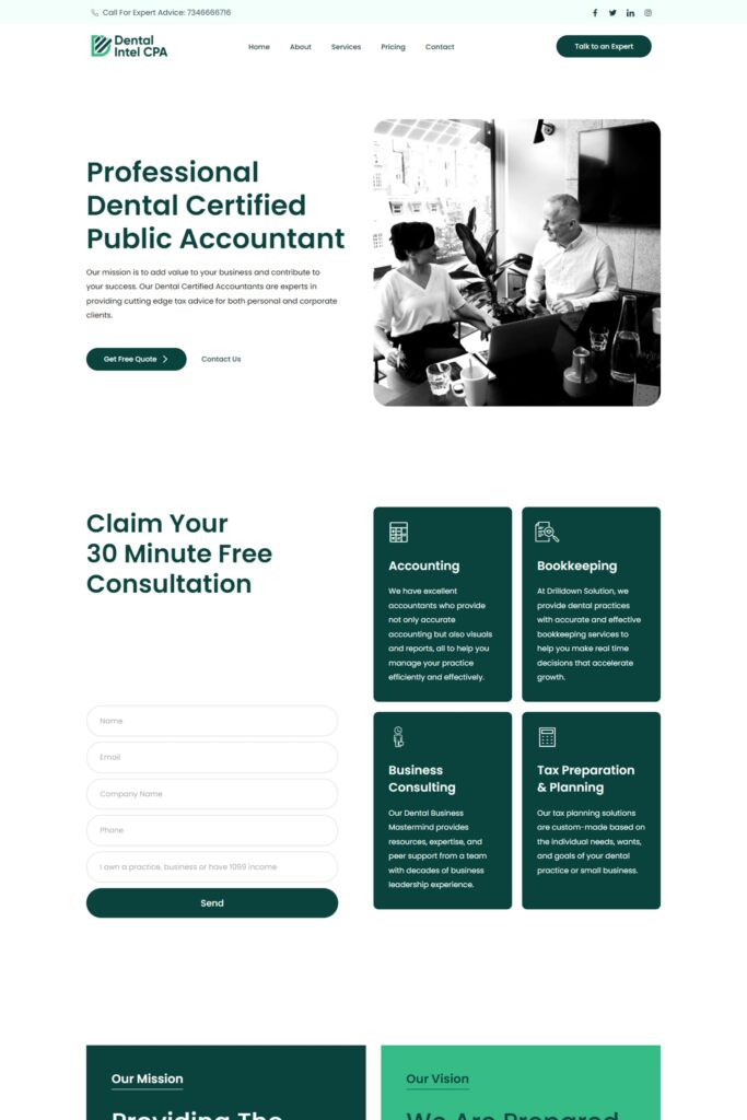 Dental Intel CPA Website Design