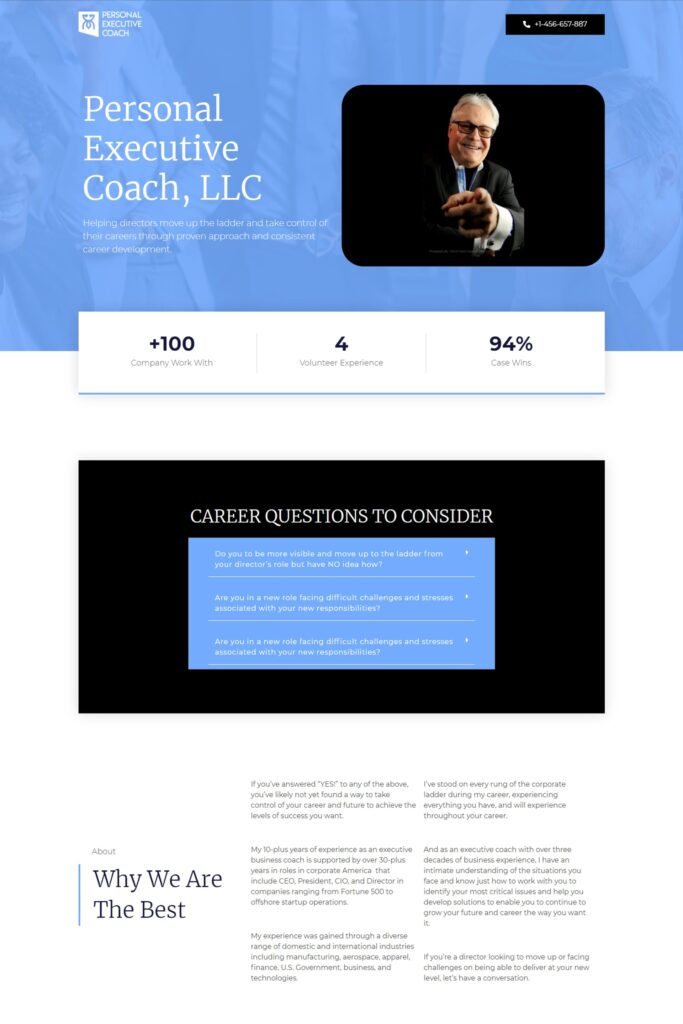 Personal Executive Coach Website Design