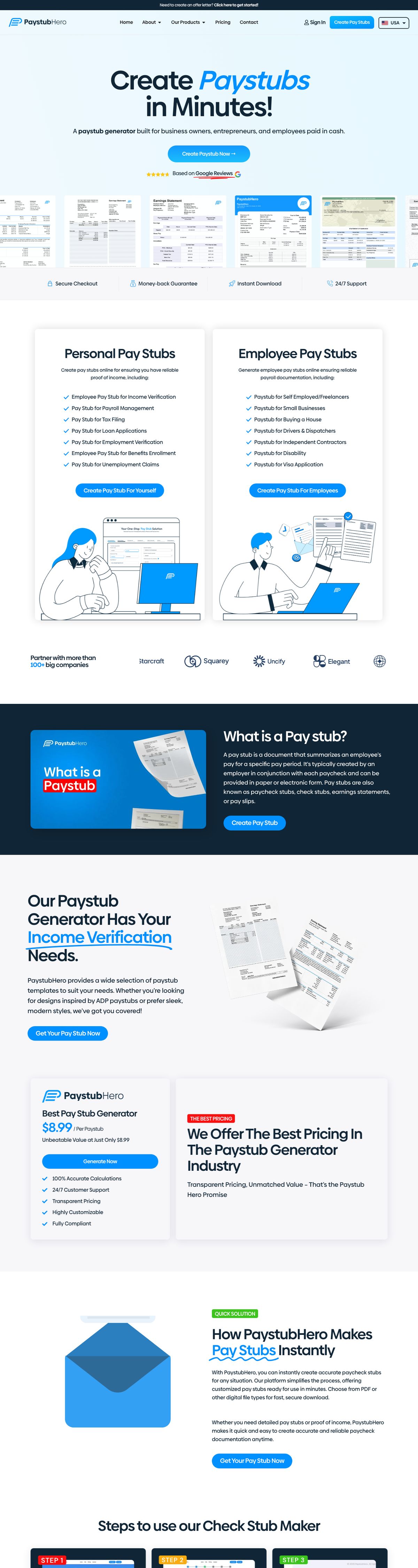 Paystub Hero website