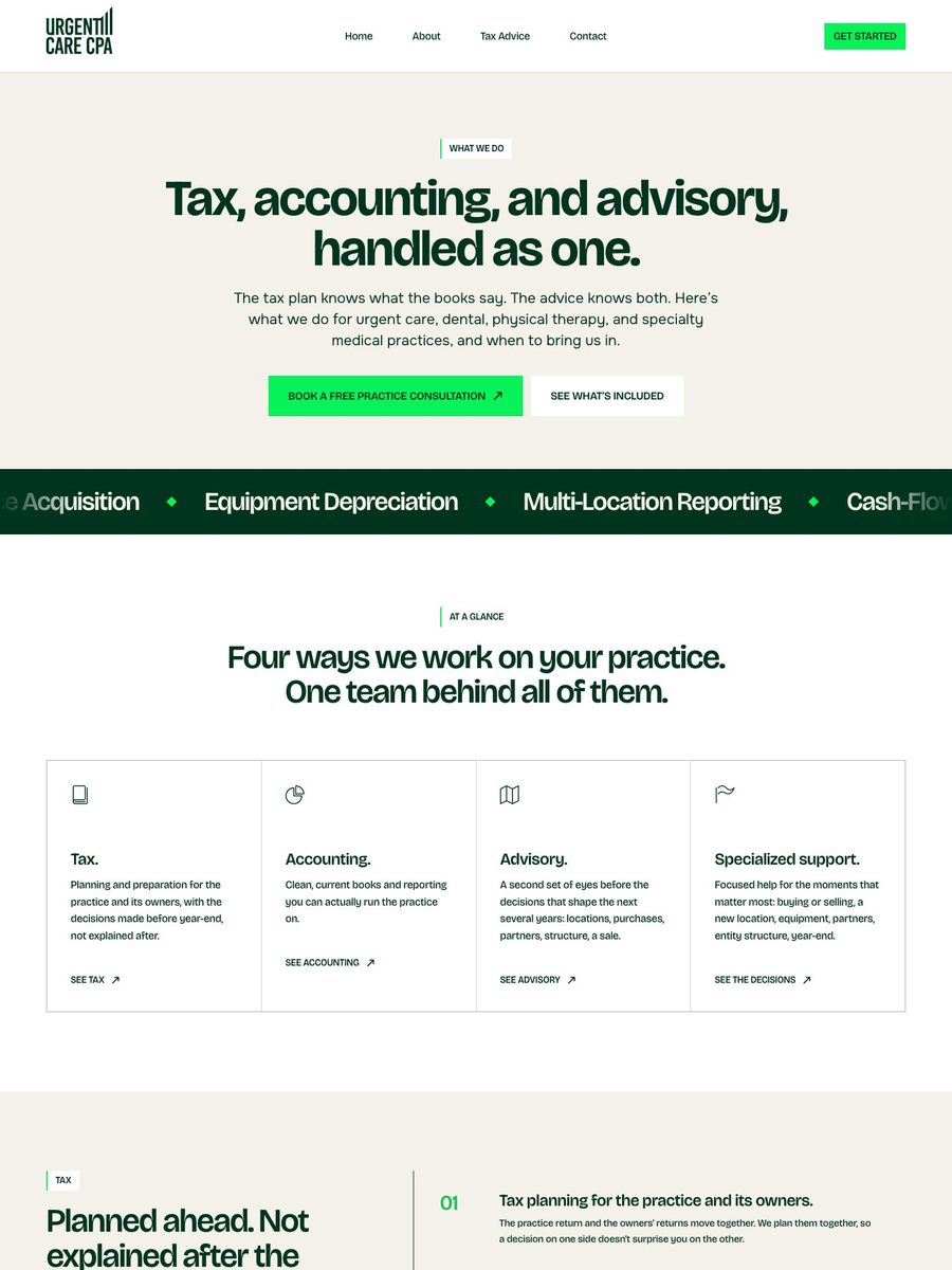 Urgent Care CPA tax advice page