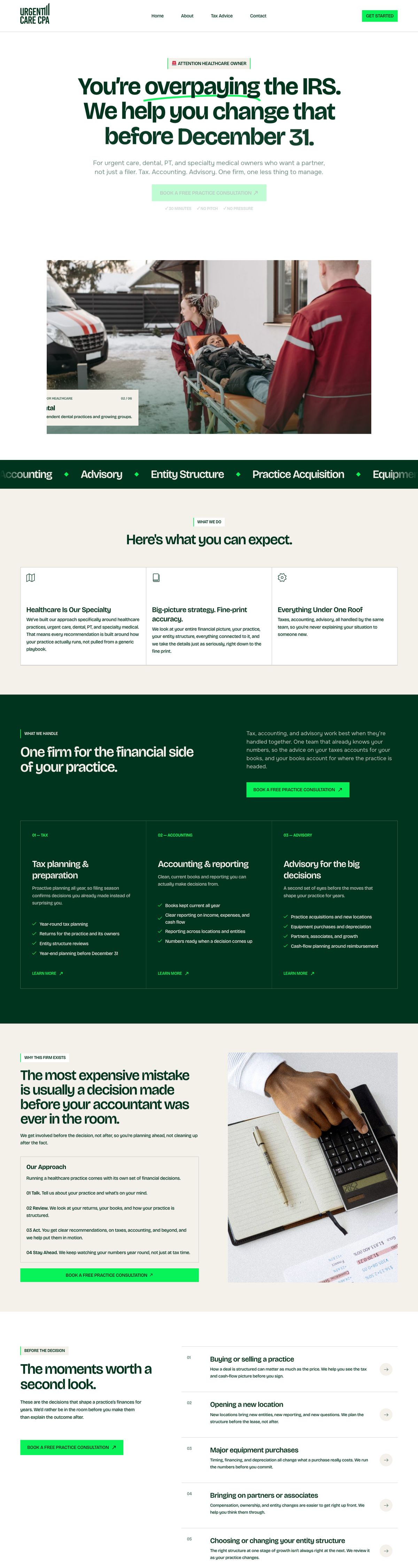 Urgent Care CPA website